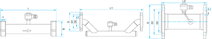 高溫超聲波流量計(jì)衛(wèi)生型管段式傳感器圖示